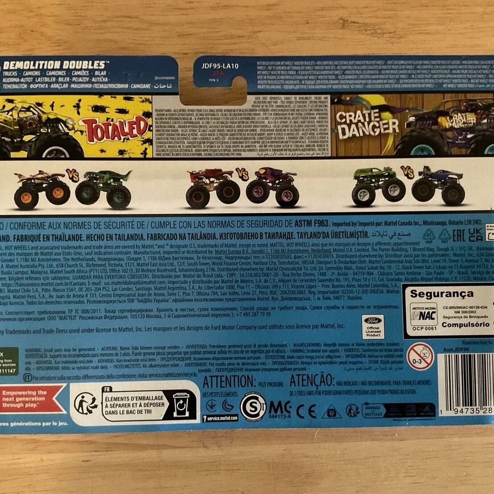Mattel‎ Hot Wheels Monster Trucks Demolition Doubles, Totaled And Crate Danger
